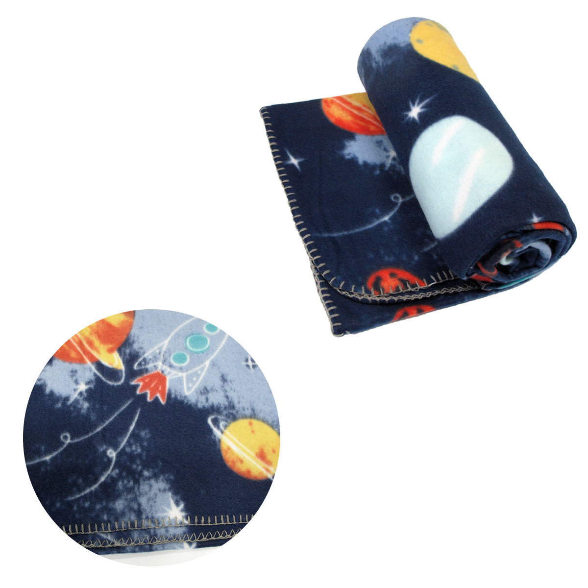 funky-cute-polar-fleece-throw-rug-navy-planet-space www.mallsonline.com.au