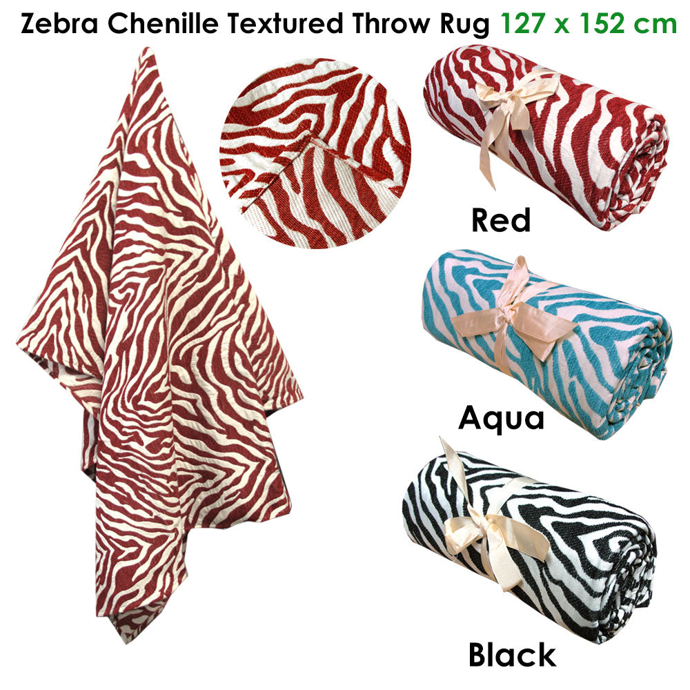 zebra-chenille-textured-throw-rug-aqua www.mallsonline.com.au