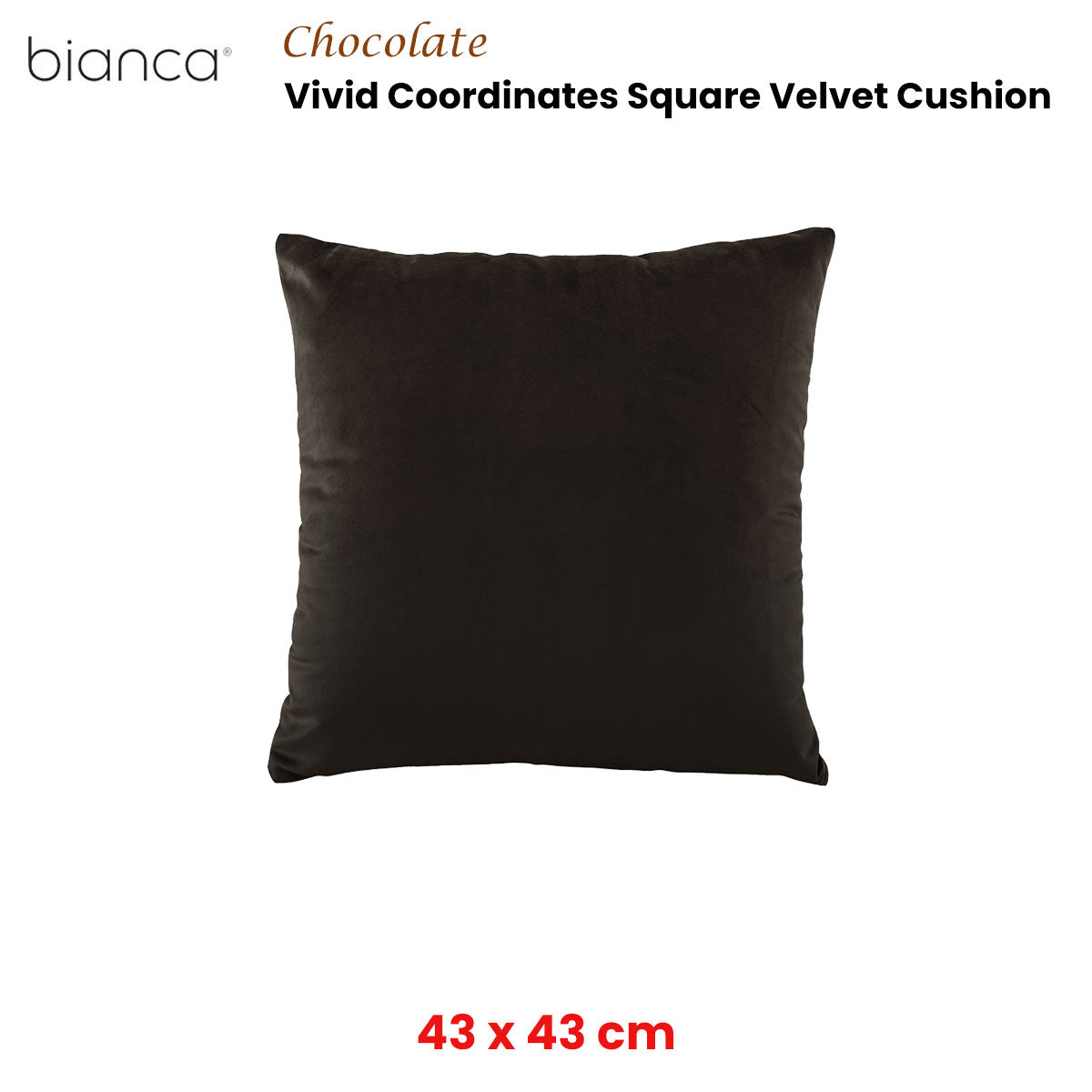 bianca-vivid-coordinates-square-velvet-cushion-chocolate-43-x-43cm www.mallsonline.com.au