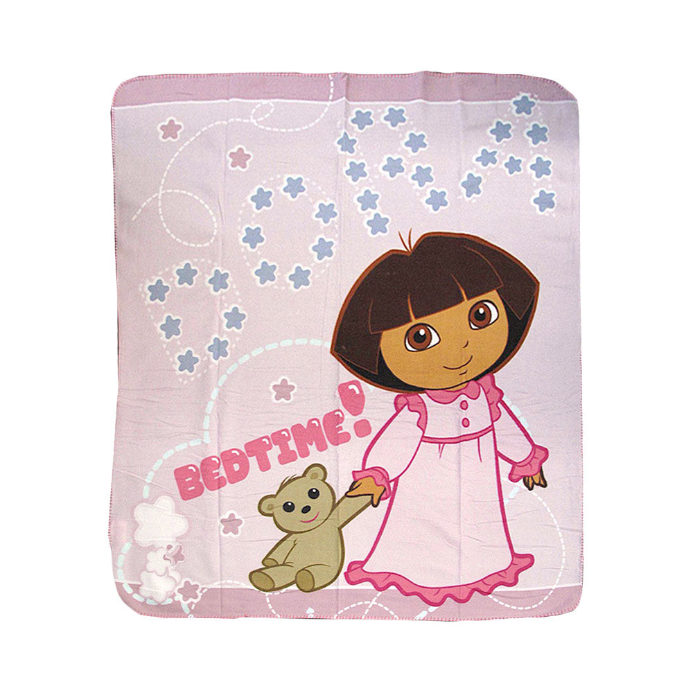 caprice-polar-fleece-throw-rug-dora-explorer-bed-time-127-x-152-cm www.mallsonline.com.au