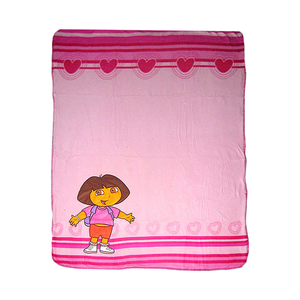caprice-polar-fleece-throw-rug-dora-explorer-thick-and-embroidered-pink-heart-127-x-152-cm www.mallsonline.com.au