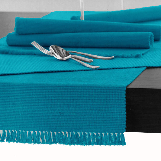 hoydu-cotton-ribbed-table-runner-45cm-x-200cm-blue-bird www.mallsonline.com.au