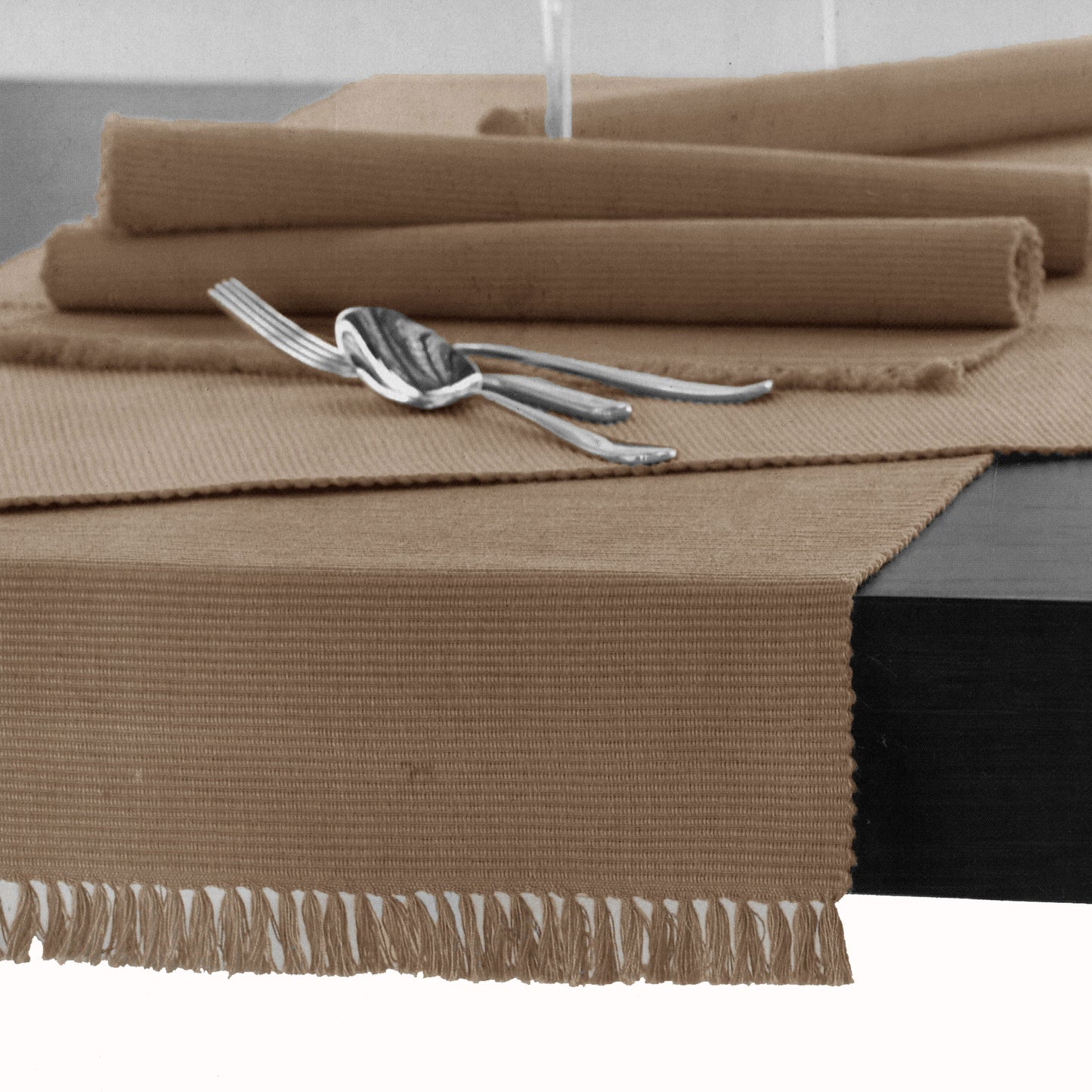 hoydu-cotton-ribbed-table-runner-45cm-x-200cm-sand www.mallsonline.com.au