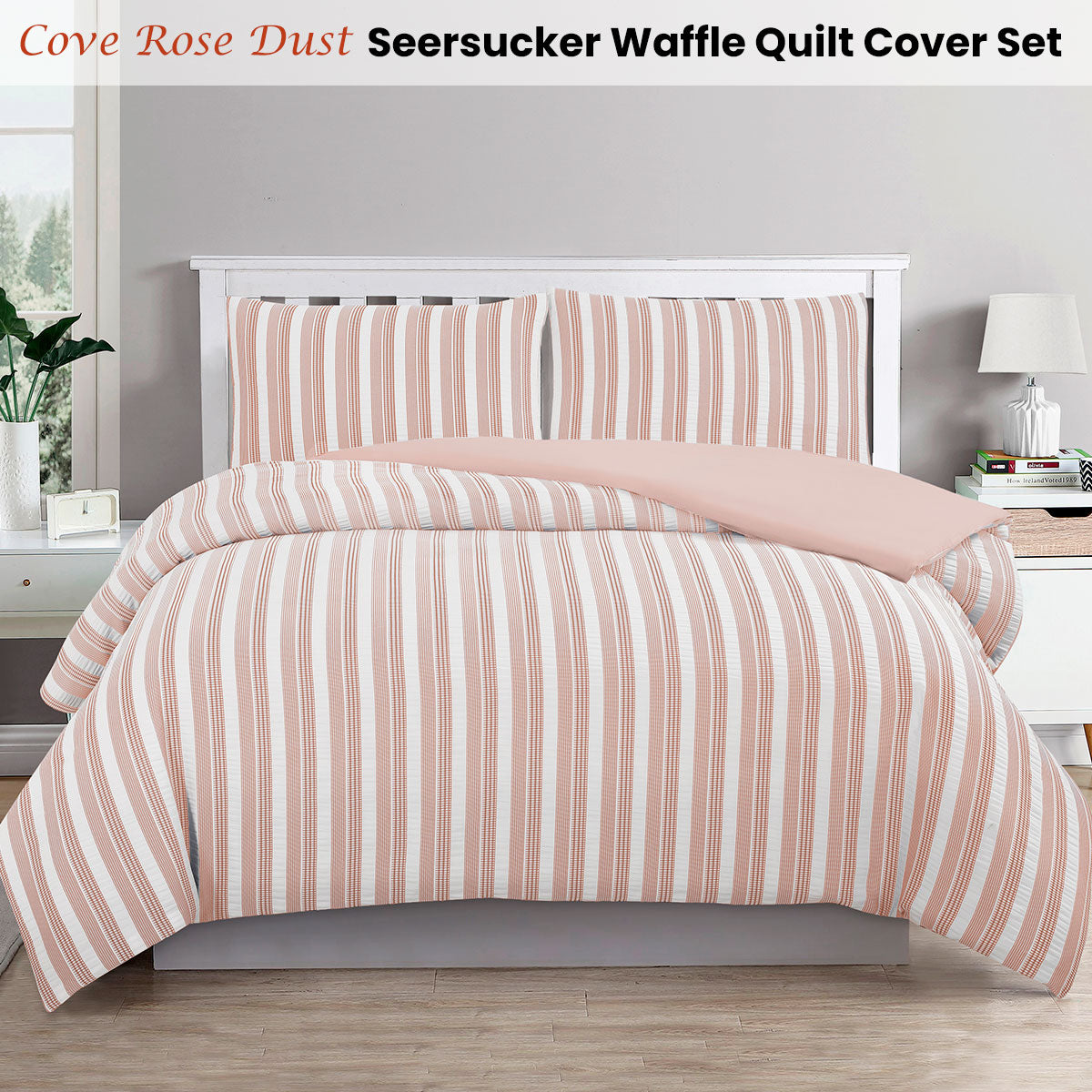 ardor-cove-rose-dust-similar-to-peach-color-seersucker-waffle-quilt-cover-set-queen www.mallsonline.com.au
