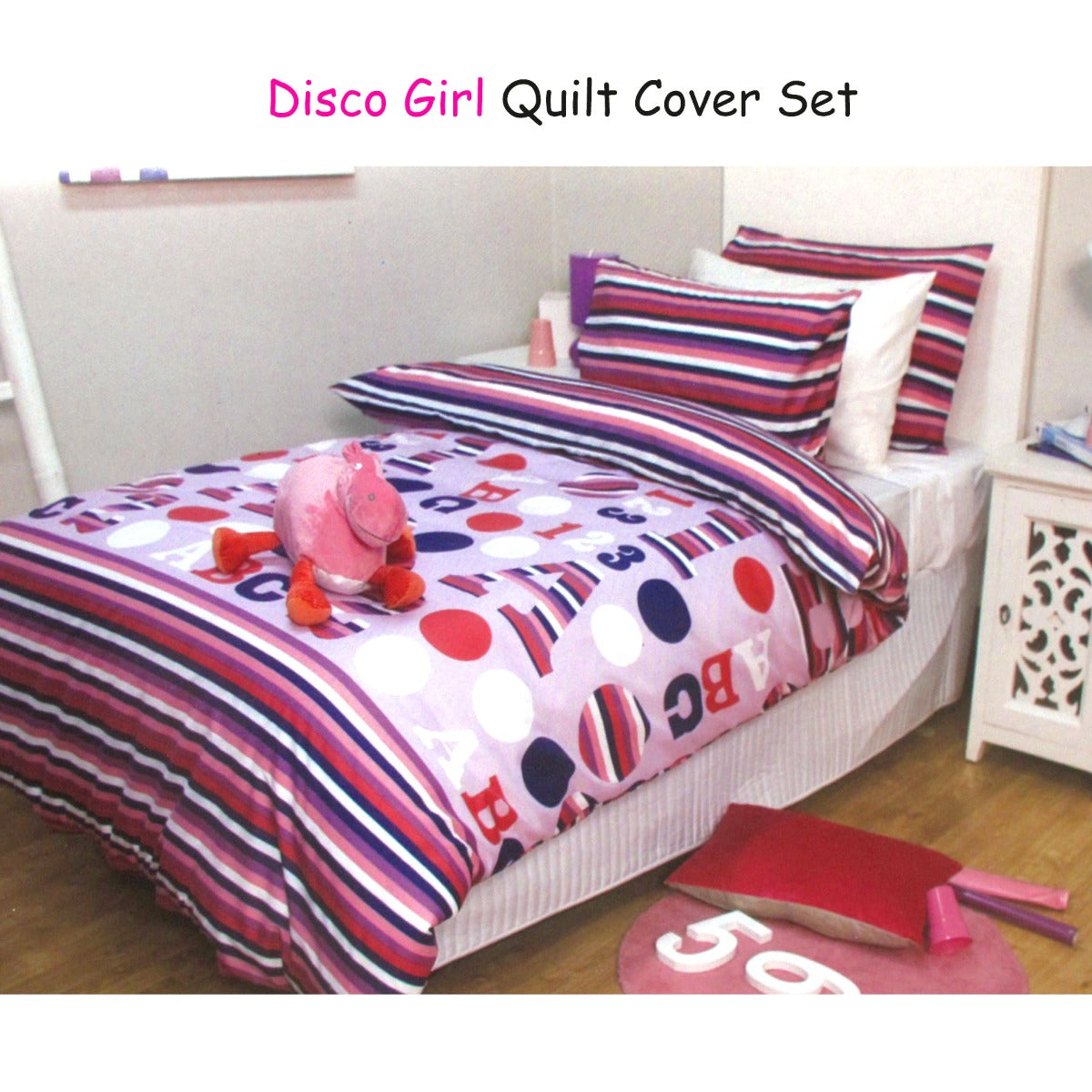 jelly-bean-kids-disco-girl-quilt-cover-set-single www.mallsonline.com.au