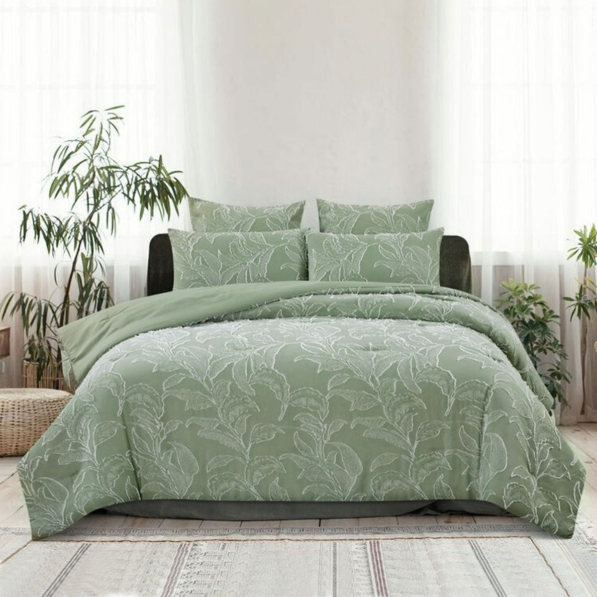 ardor-kiah-pale-olive-textured-clipped-jacquard-quilt-cover-set-queen www.mallsonline.com.au