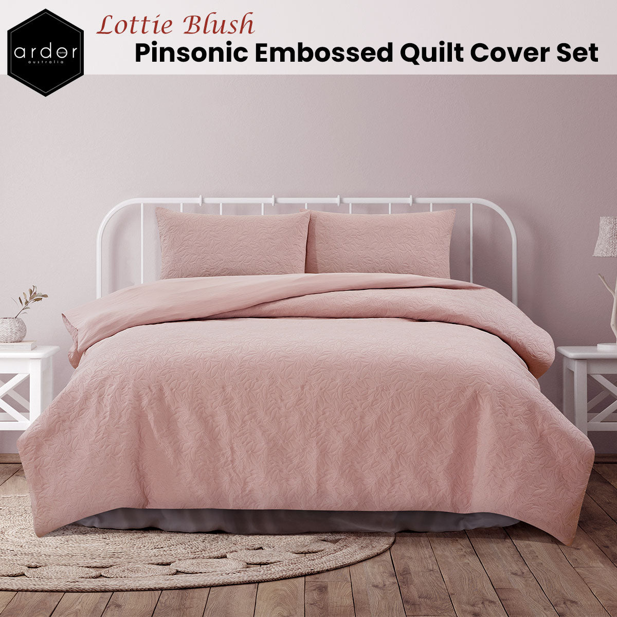 ardor-lottie-blush-pinsonic-embossed-quilt-cover-set-king www.mallsonline.com.au
