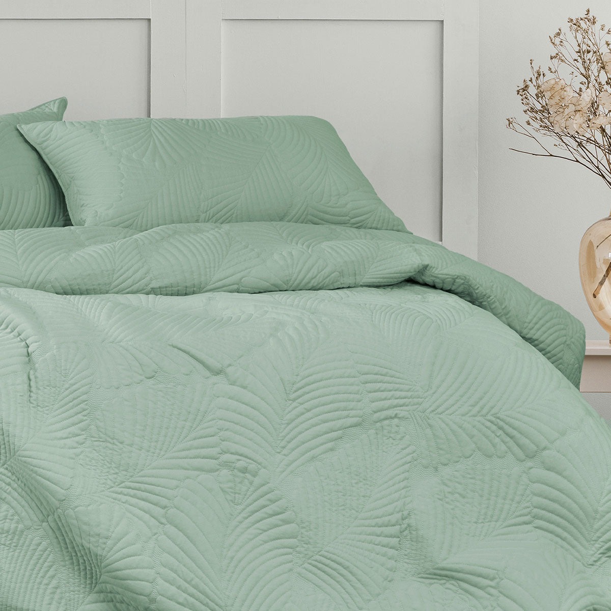 ardor-molly-palm-green-quilted-quilt-cover-set-queen www.mallsonline.com.au