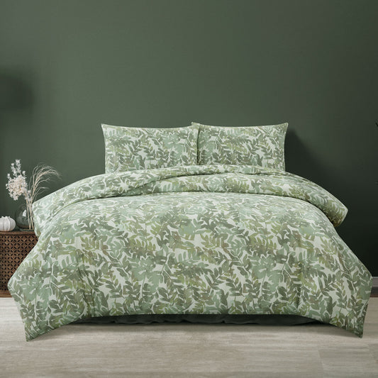 Ardor Solana Sage Watercolour Print Quilt Cover Set King
