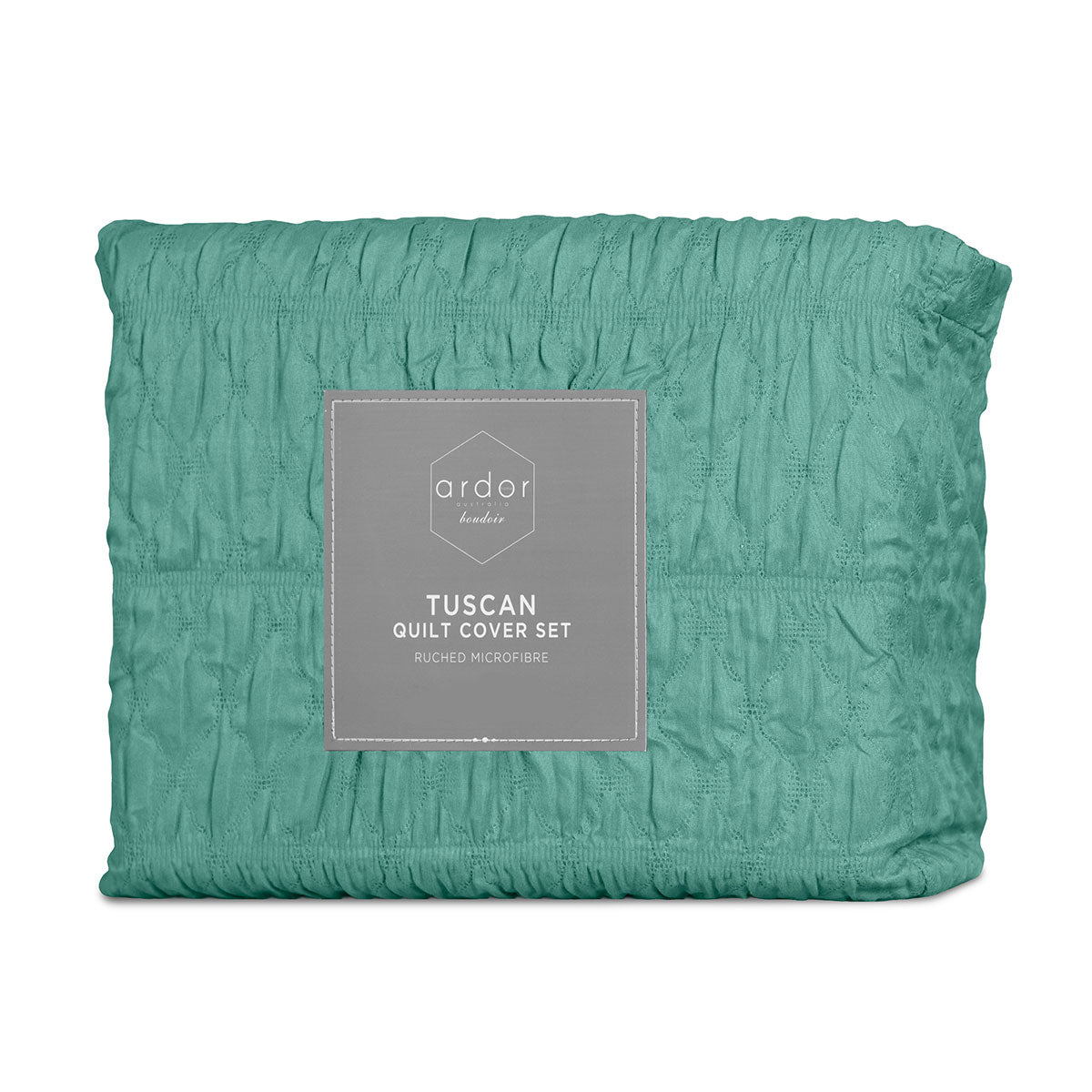 ardor-tuscan-teal-ruched-quilt-cover-set-king www.mallsonline.com.au