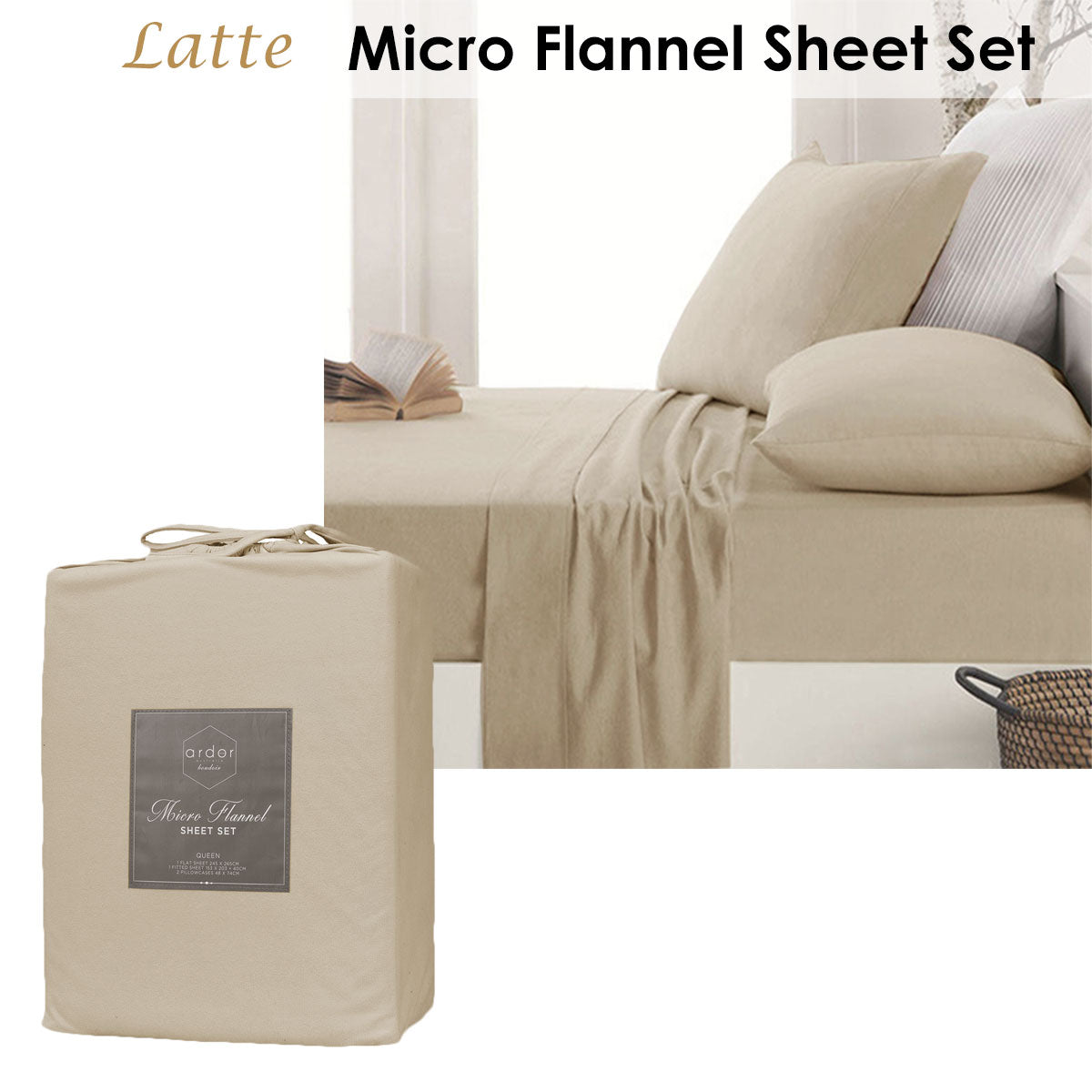 ardor-micro-flannel-sheet-set-latte-king www.mallsonline.com.au