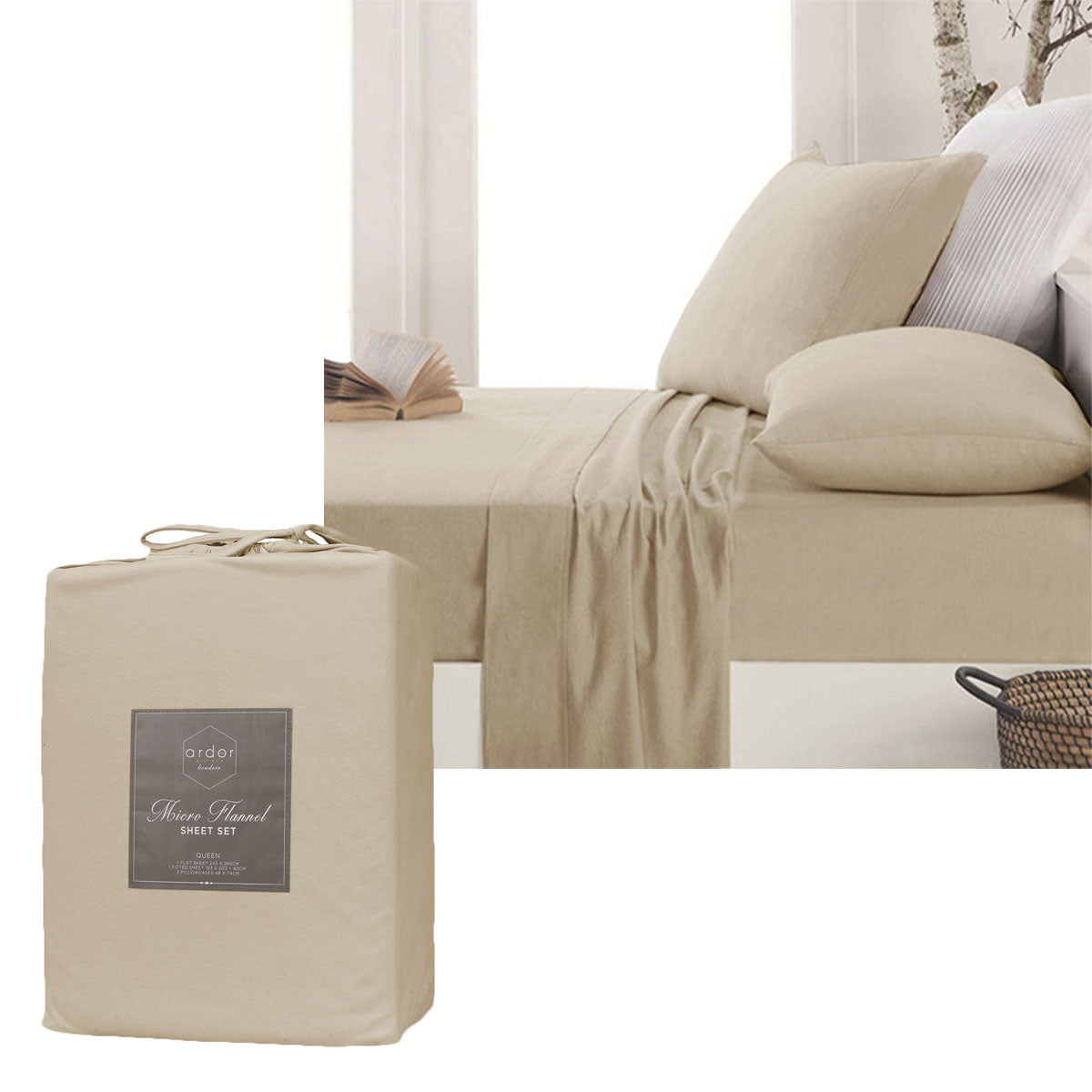 ardor-micro-flannel-sheet-set-latte-single www.mallsonline.com.au