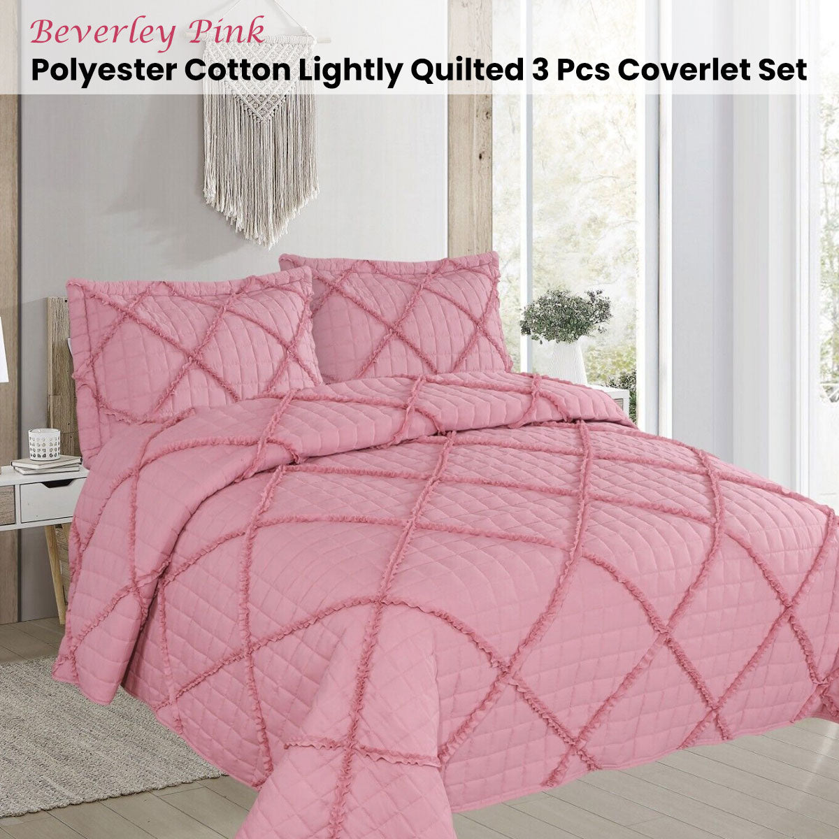 beverley-pink-3-pce-lightly-quilted-polyester-cotton-coverlet-set-queen www.mallsonline.com.au
