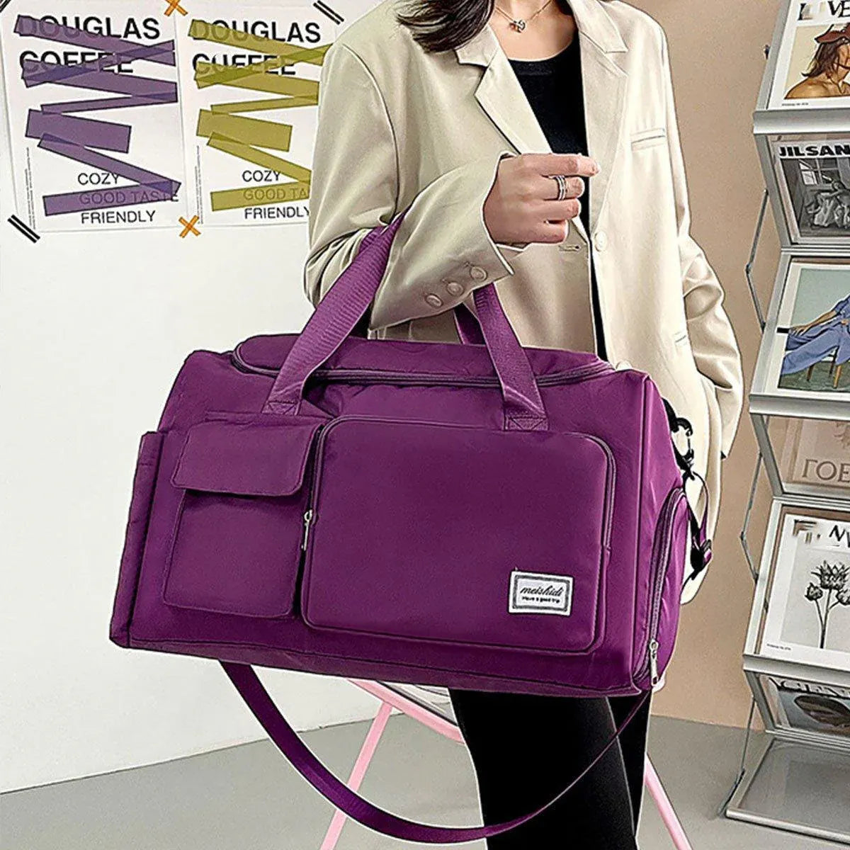 Unisex Waterproof Portable Travel Luggage Carry On Shoulder Hand Duffle Bag - Pink