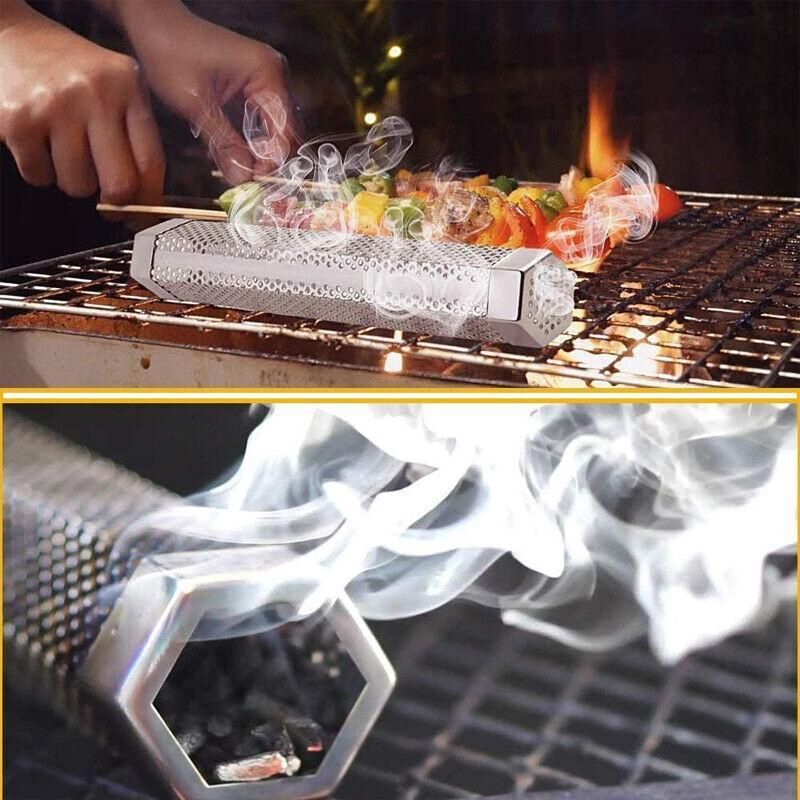Hexagon Bbq Smoker Tube Stainless Steel Grill Accessory Smoking Box Long Lasting - 12Inch