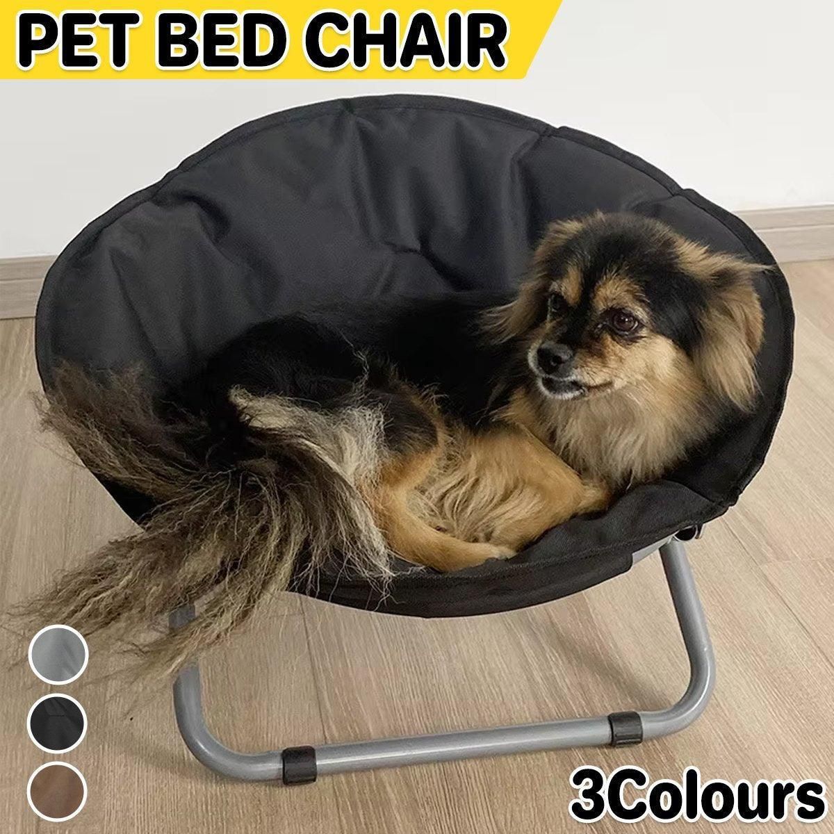 Folding Pet Bed Chair Portable Round Dog Bed Cat Bed Cushion for Pets Indoor Use - Grey