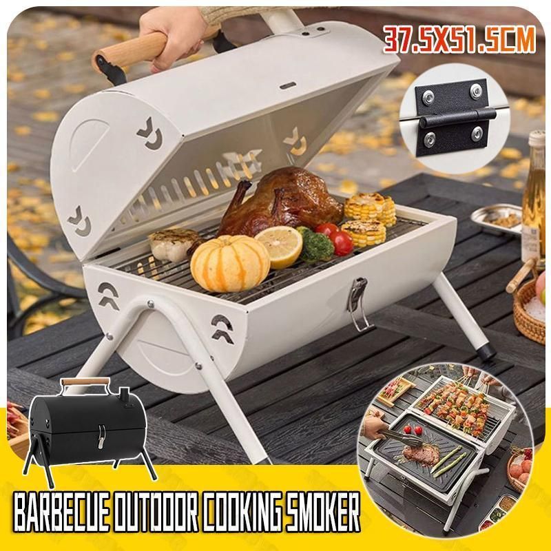 Grillz Charcoal BBQ Portable Grill Camping Barbecue Outdoor Cooking Smoker - Black