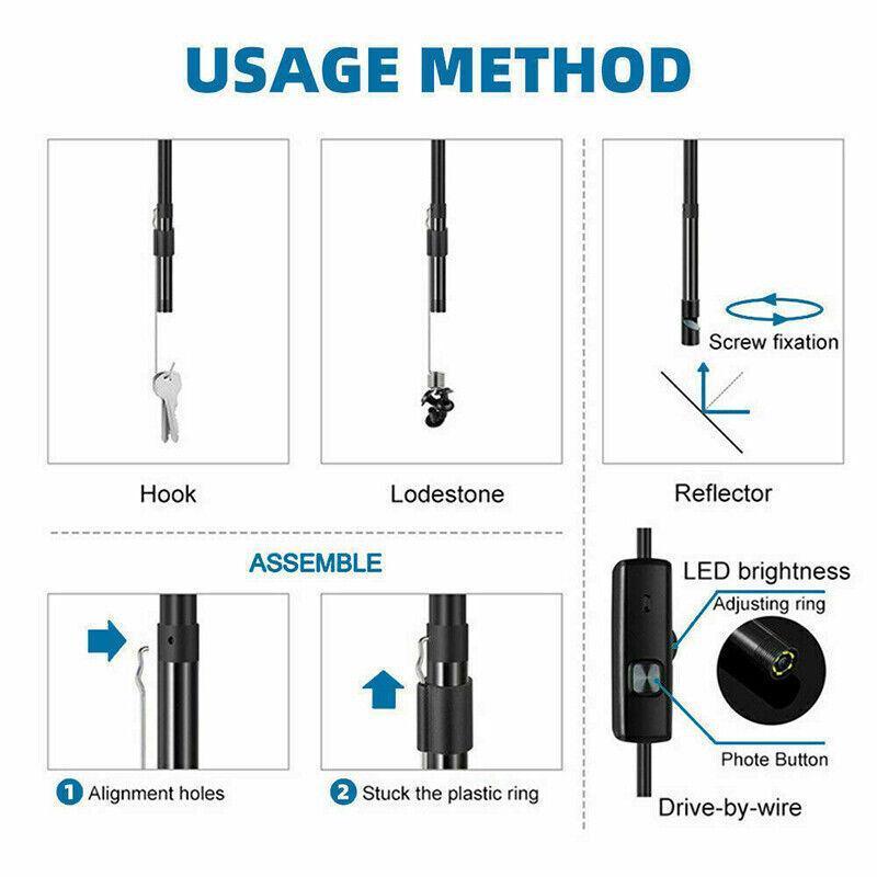 Waterproof Hd Endoscope Usb Type-C Borescope Inspection Snake Camera For Android - 10M