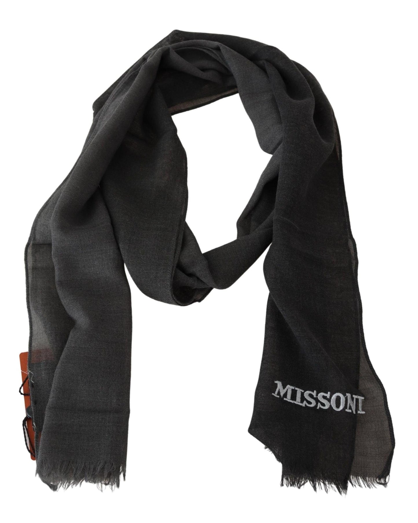 Brand New Missoni Wool Scarf with Logo Embroidery One Size Men