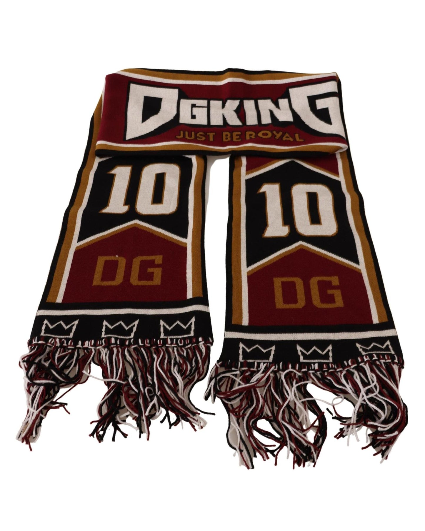 Dolce & Gabbana Multicolor Wool Scarf with DG King Lettering and Crown One Size Men