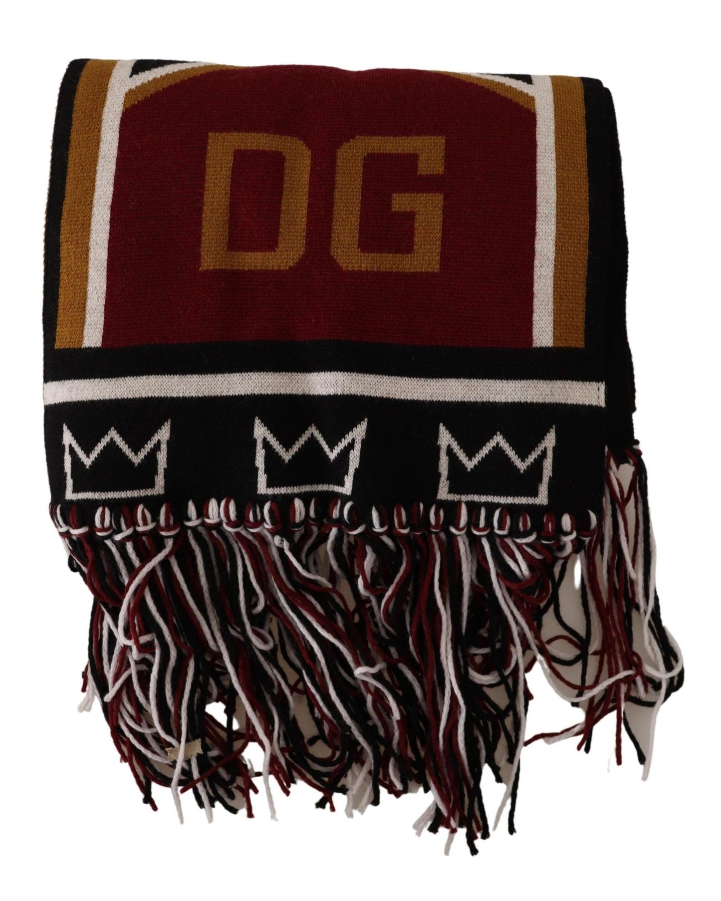 Dolce & Gabbana Multicolor Wool Scarf with DG King Lettering and Crown One Size Men