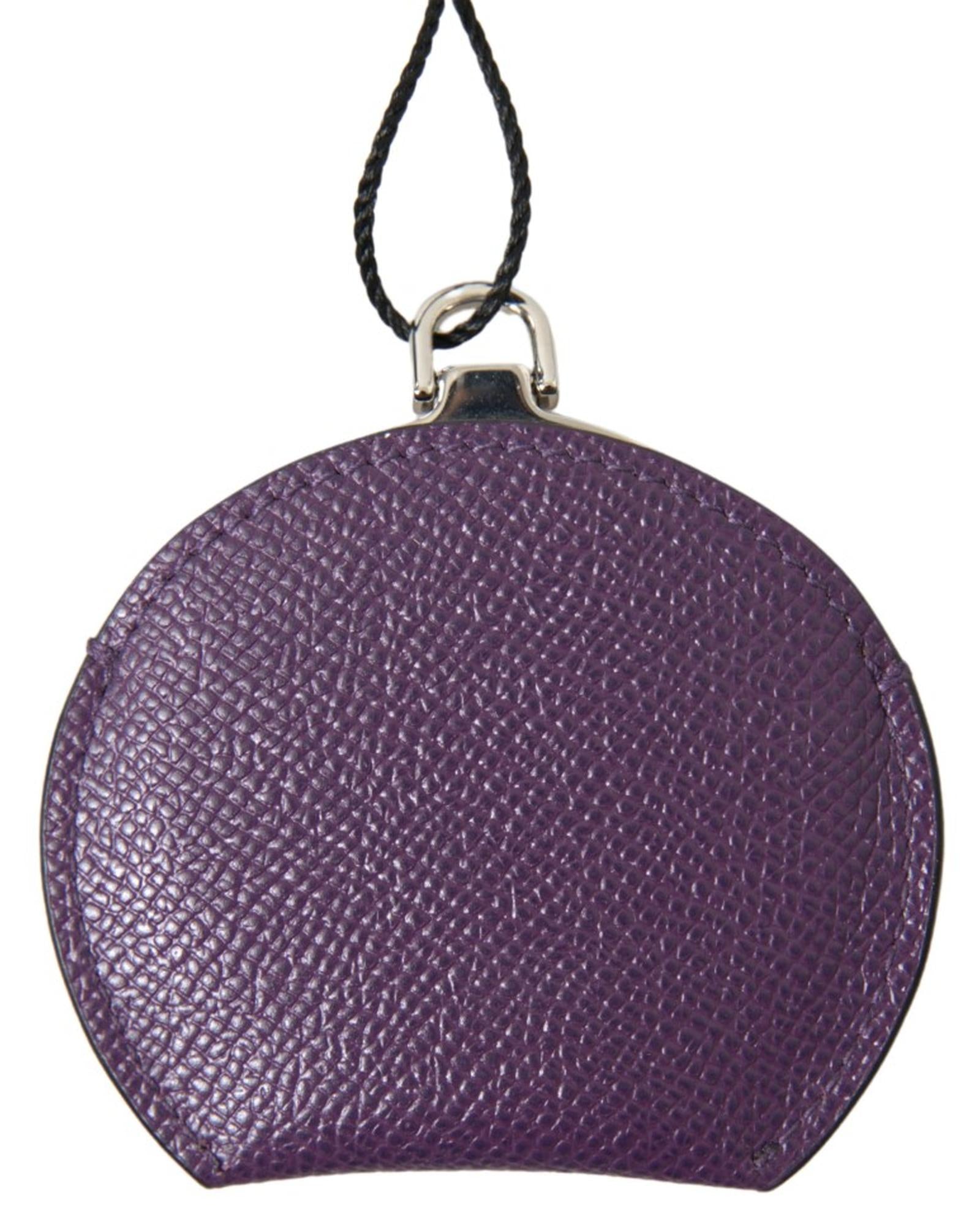 dolce-gabbana-womens-purple-calfskin-leather-round-hand-mirror-holder-one-size