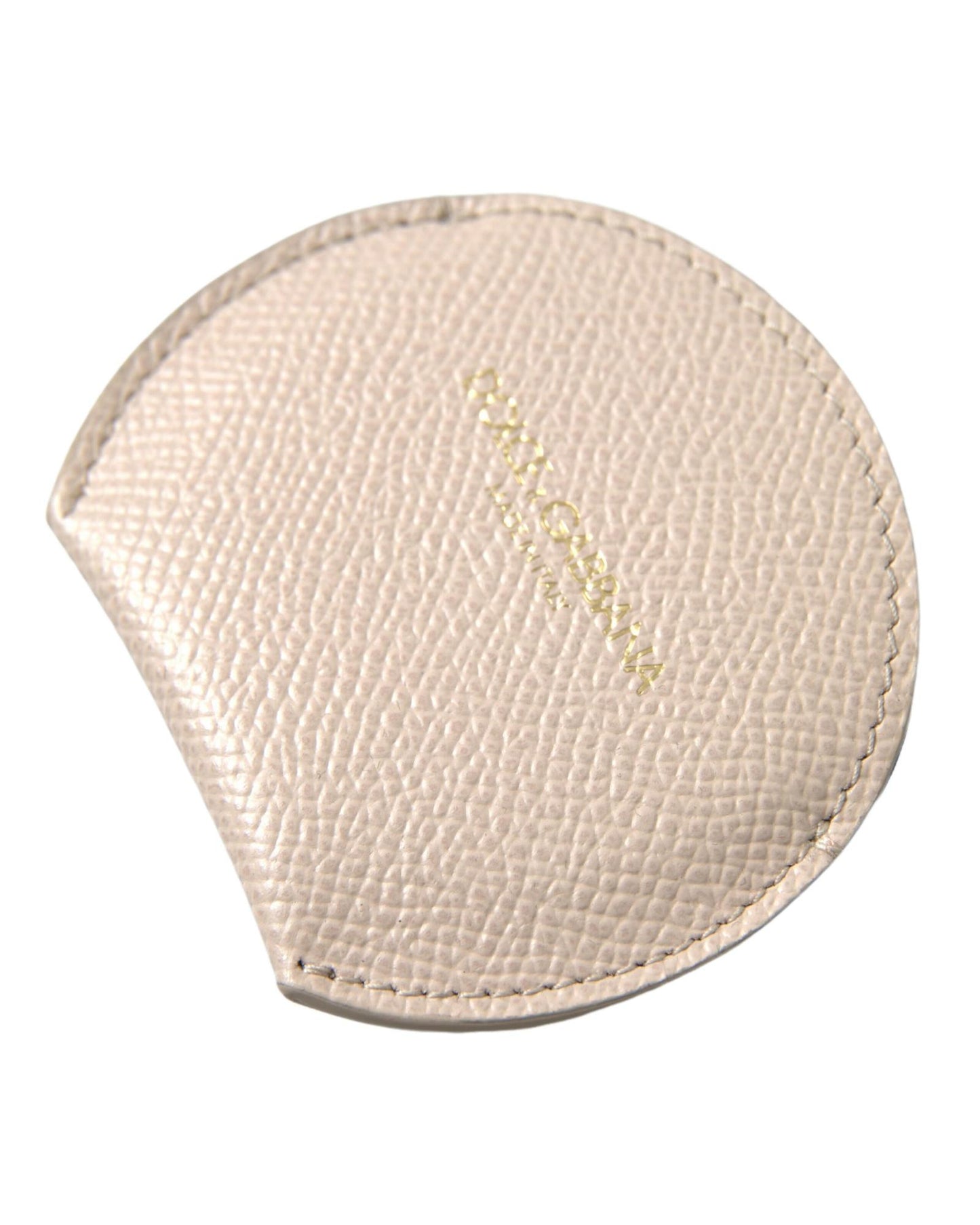 dolce-gabbana-womens-beige-calfskin-leather-round-logo-hand-mirror-holder-one-size