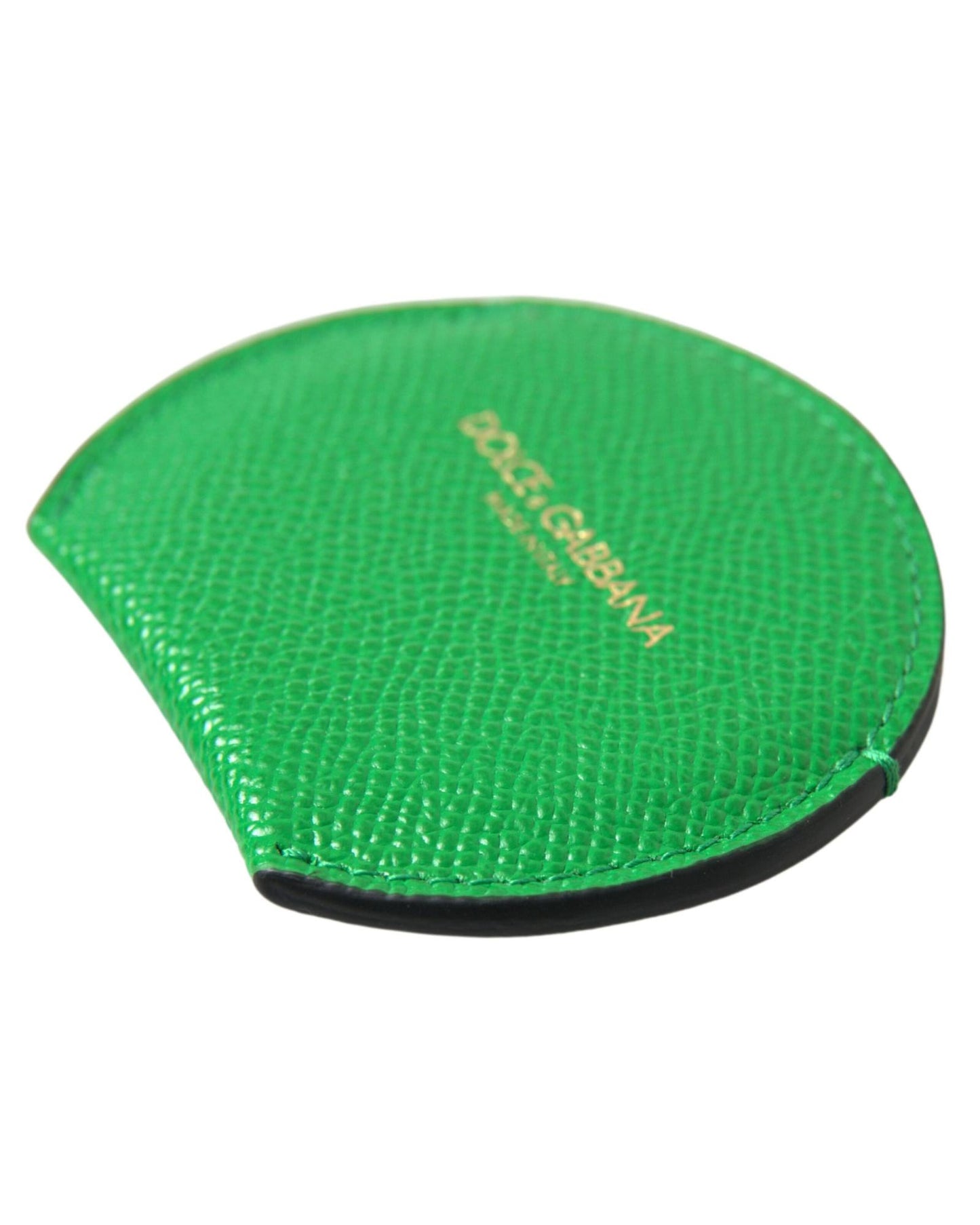 dolce-gabbana-womens-green-calfskin-leather-round-logo-hand-mirror-holder-one-size