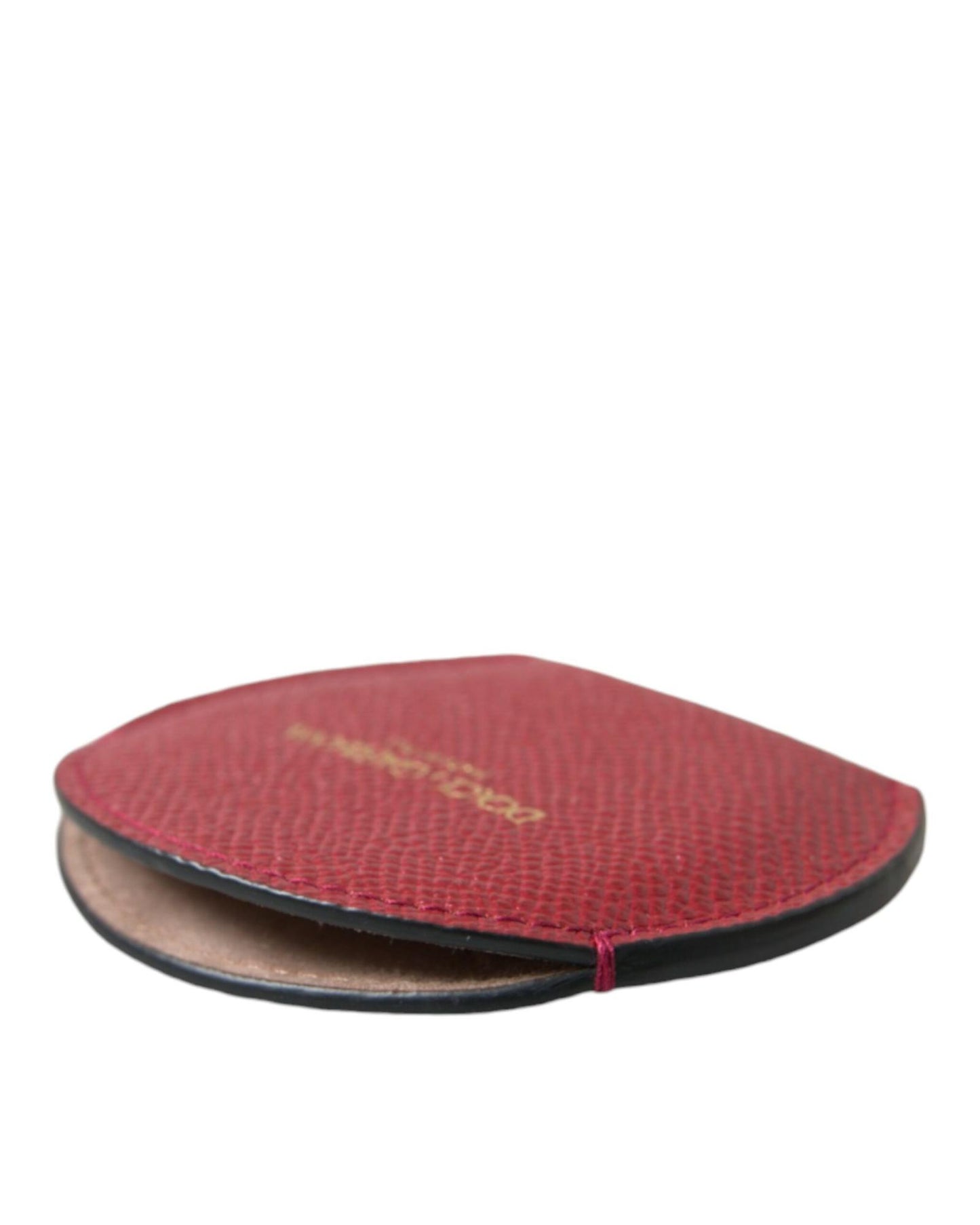 dolce-gabbana-womens-red-calfskin-leather-round-logo-hand-mirror-holder-one-size