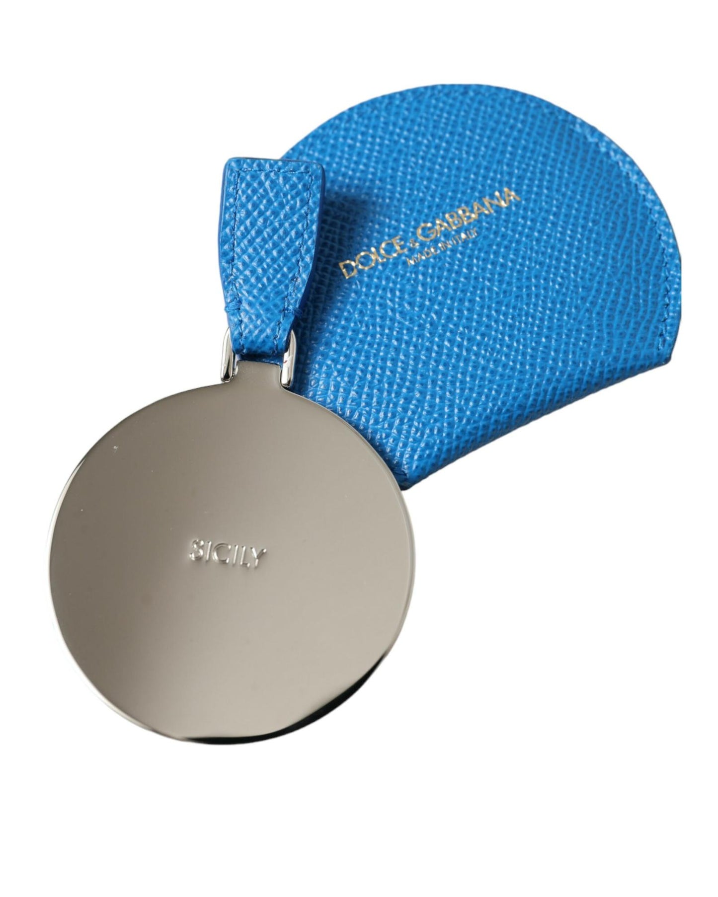 dolce-gabbana-womens-blue-calfskin-leather-round-logo-hand-mirror-holder-one-size
