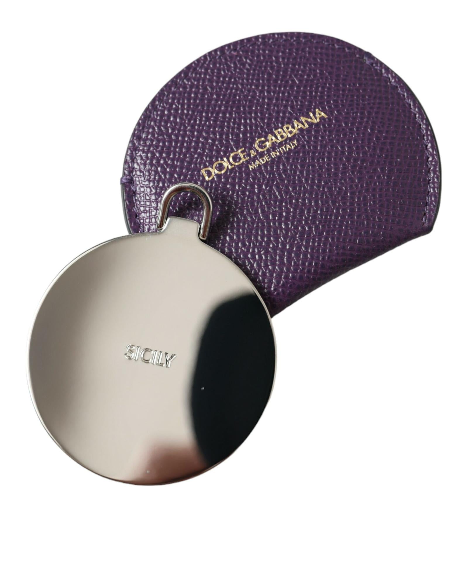 dolce-gabbana-womens-purple-calfskin-leather-round-logo-hand-mirror-holder-one-size