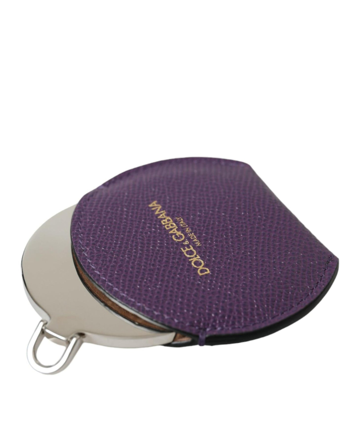 dolce-gabbana-womens-purple-calfskin-leather-round-logo-hand-mirror-holder-one-size