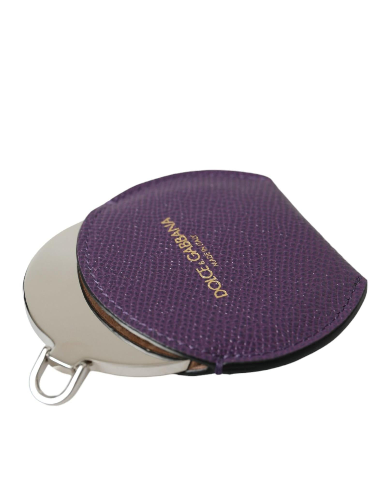 dolce-gabbana-womens-purple-calfskin-leather-round-logo-hand-mirror-holder-one-size