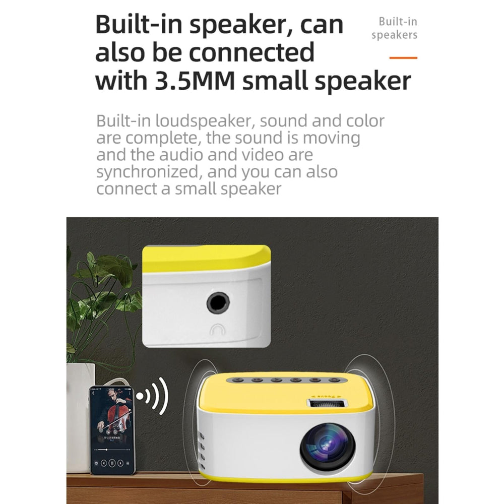 Portable Home Theater Projector - 400 Lumens Hd Same Screen Version - Black White