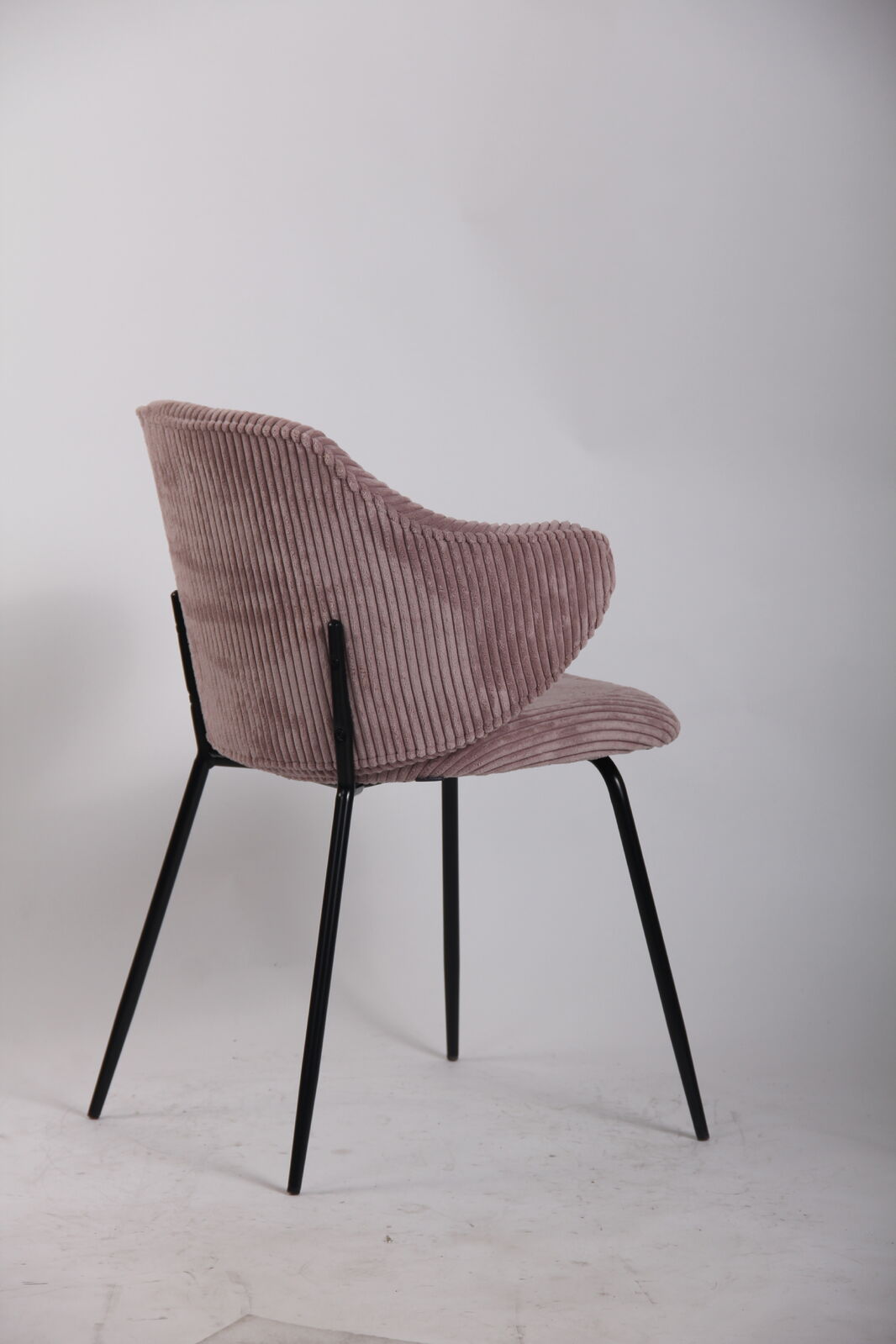 set-of-2-dining-chairs-with-corduroy-cord-fabric-in-pink