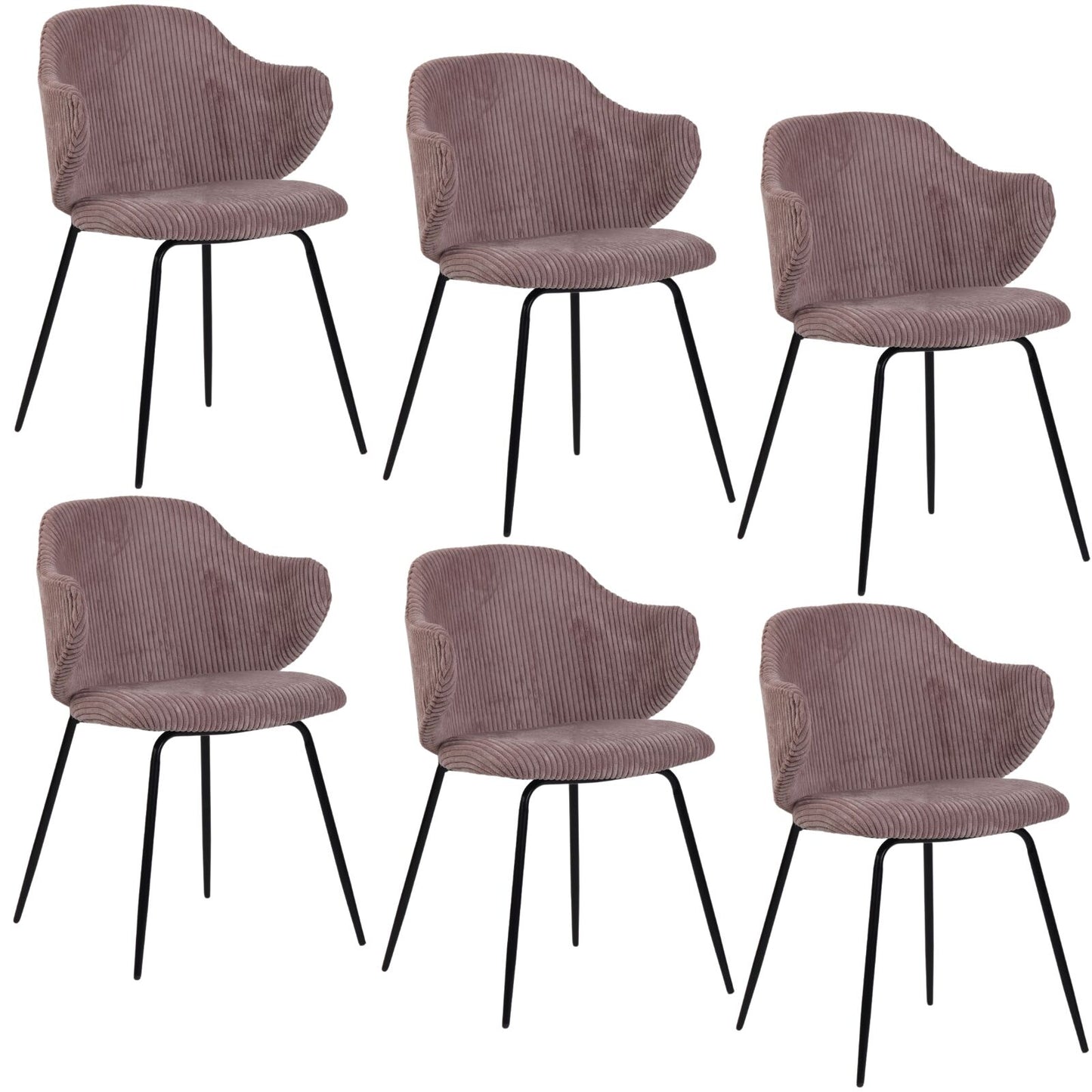set of 2 dining chairs with corduroy cord fabric in pink