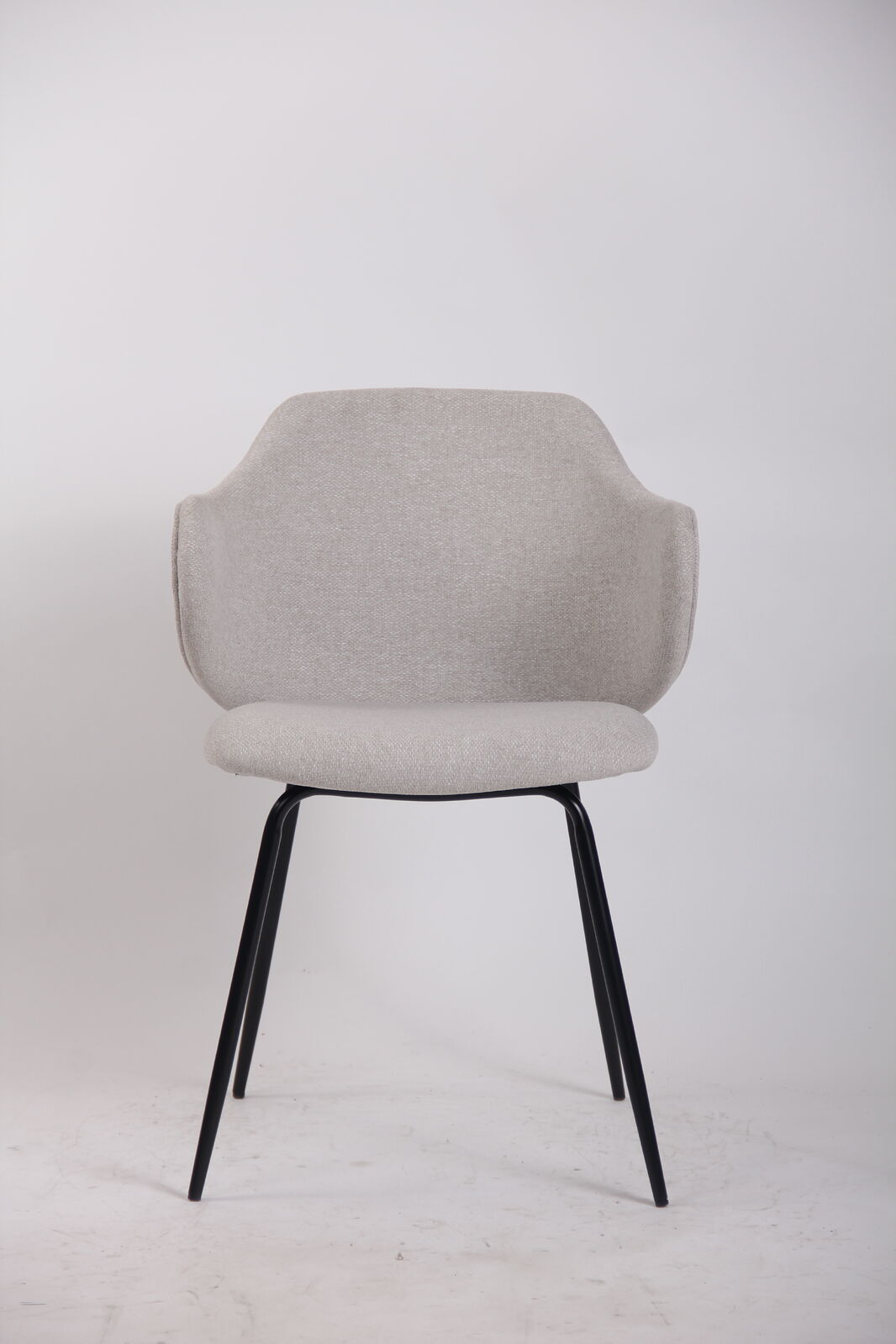 set of 2 dining chairs fabric with metal legs in ivory beige