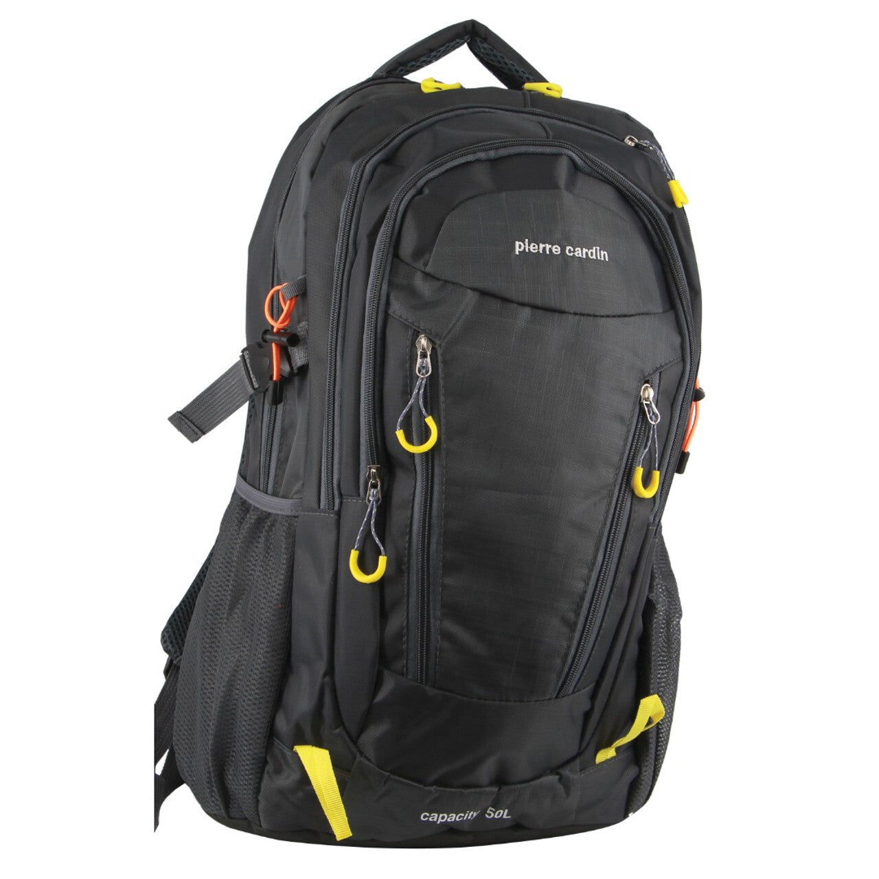 pierre-cardin-mens-nylon-adventure-travel-sport-large-backpack-bag-in-grey-black www.mallsonline.com.au