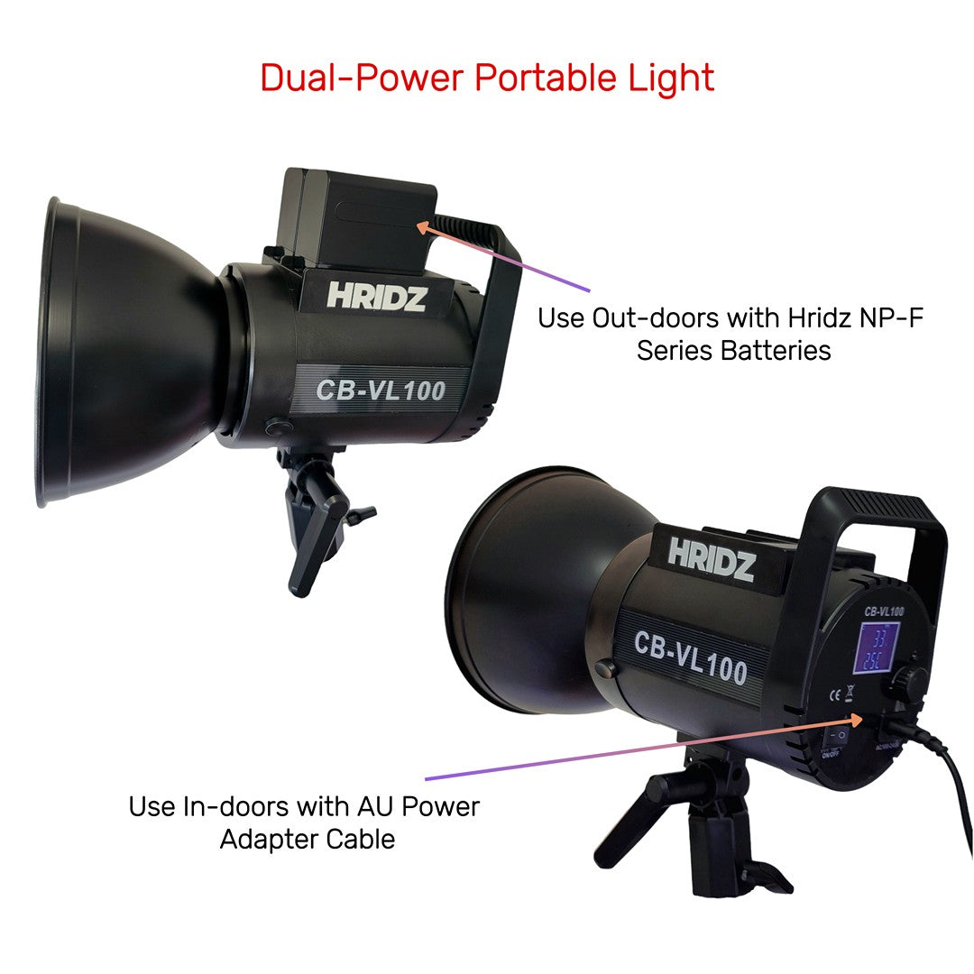 hridz-cb-vl100-100w-battery-operated-bi-colour-dimmable-led-video-light-outdoor-cob www.mallsonline.com.au