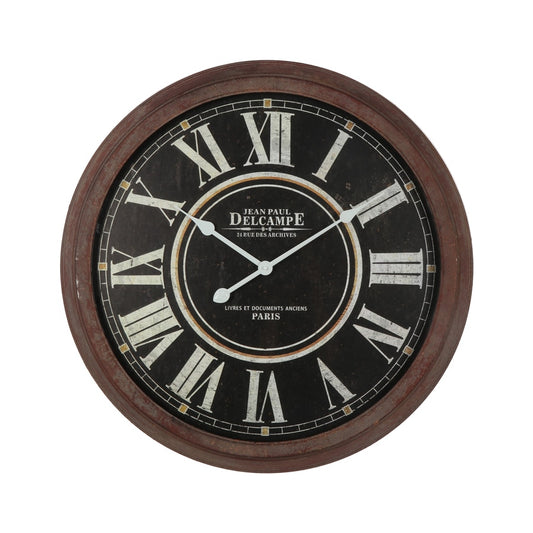 Vintage-Style 'Delcampe' Glass-Front Wall Clock 70cm