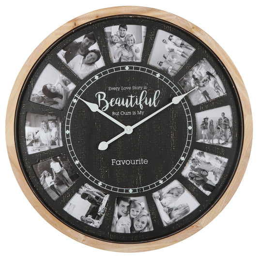 Distressed Photo Gallery Collage Wall Clock 70cm