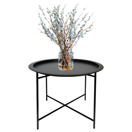 Round Lipped Cross Frame Side Table 47cm