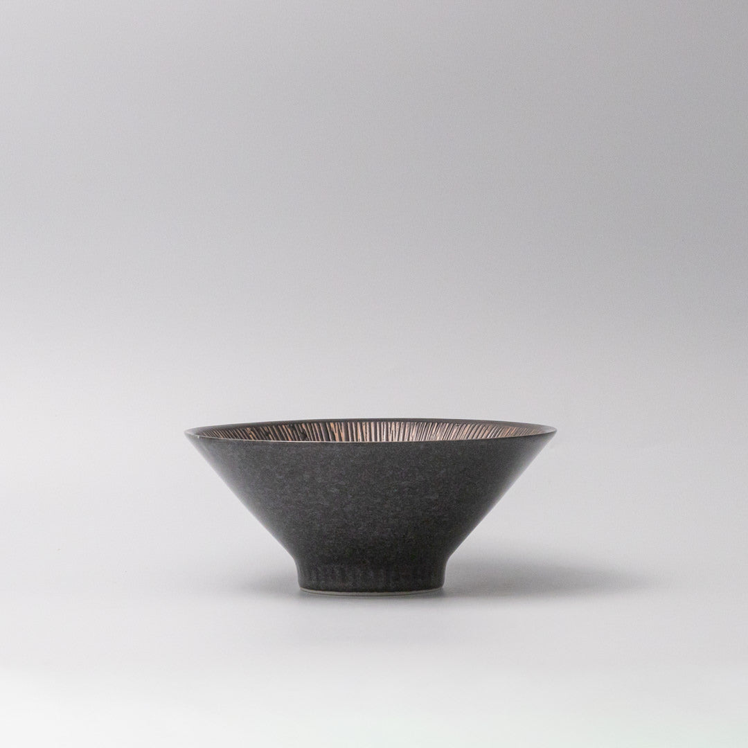 Bowl V shape 19cm Bronze Converging Line Glaze