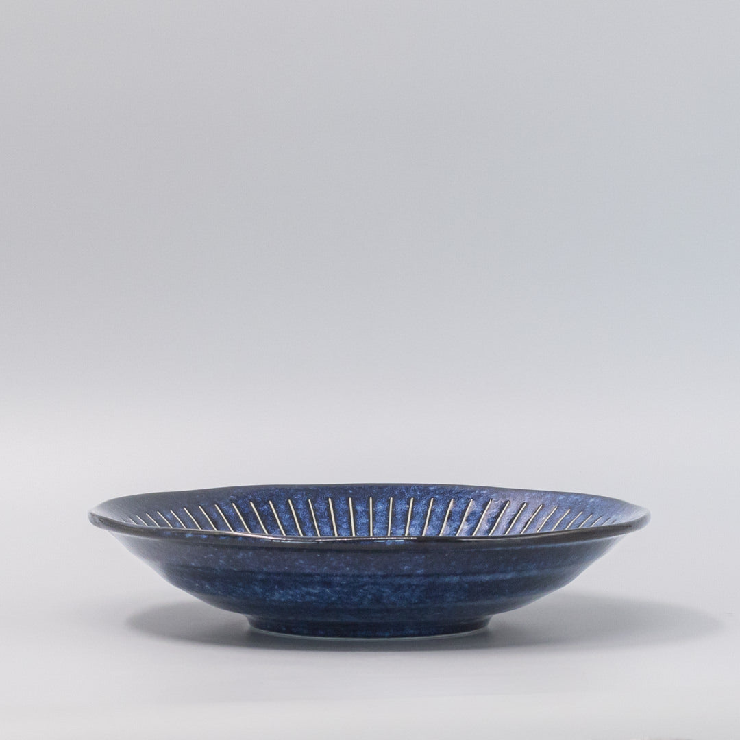 Bowl 25cm Ridged Indigo Glaze
