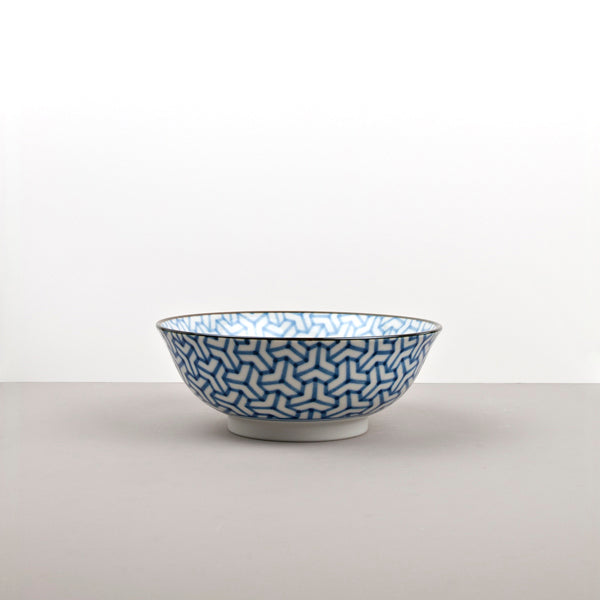 Bowl 19cm Indigo Ikat Herringbone Design