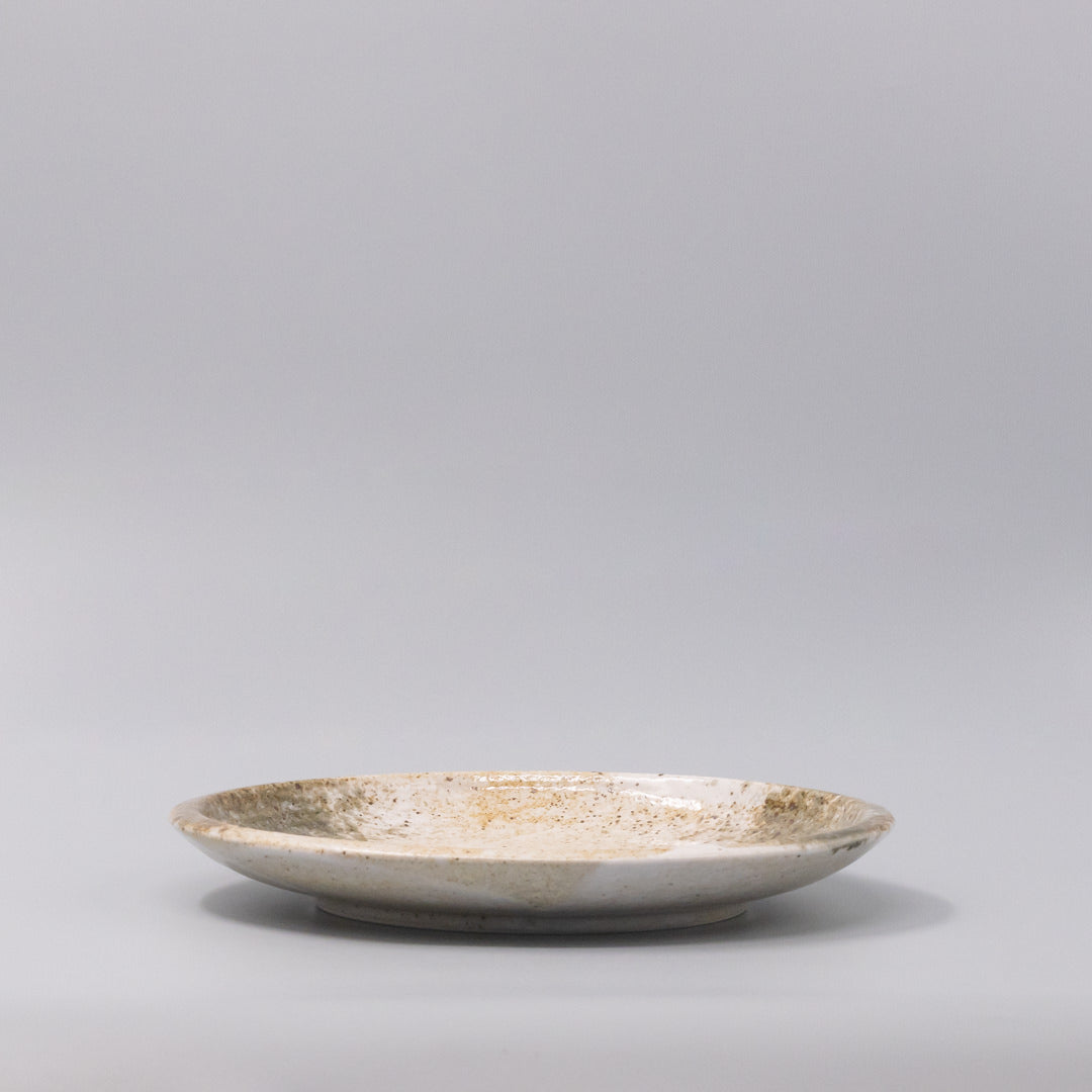 Plate Thick Edge 25cm Snow Bamboo Glaze