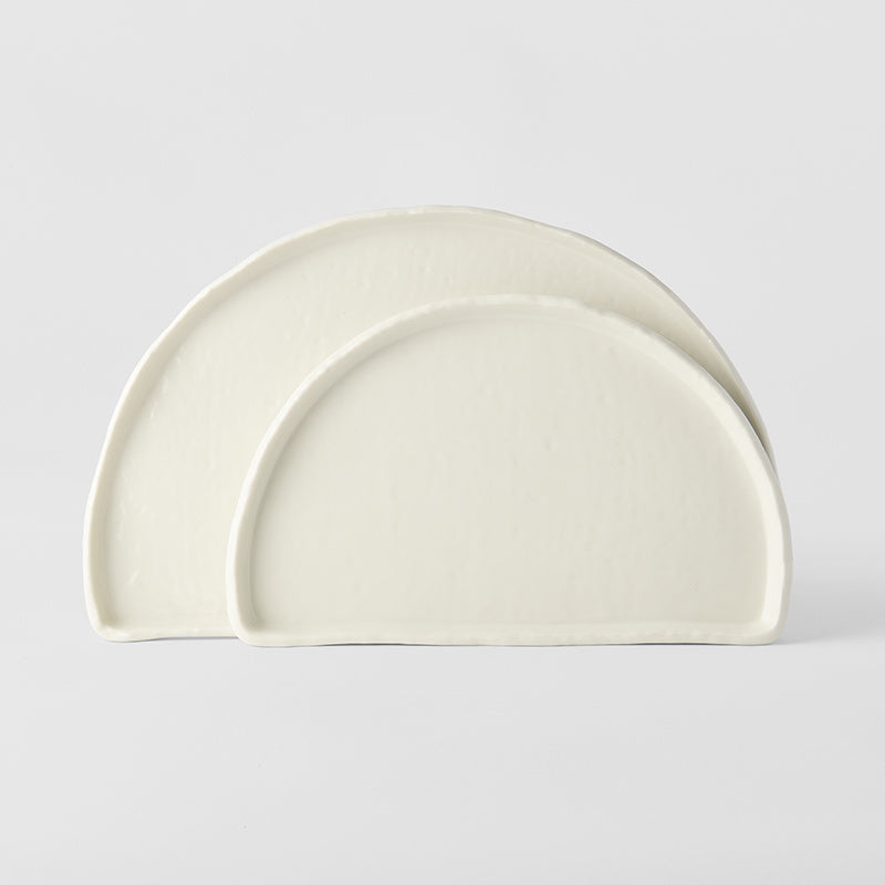 Half Moon Plate 21cm Ivory White Glaze