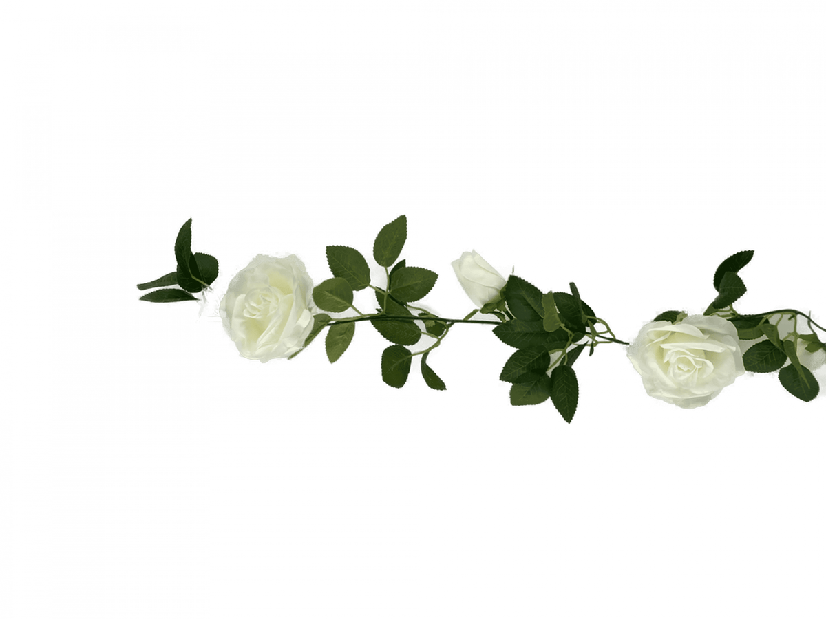 Flowering White Artificial Rose Garland 190cm