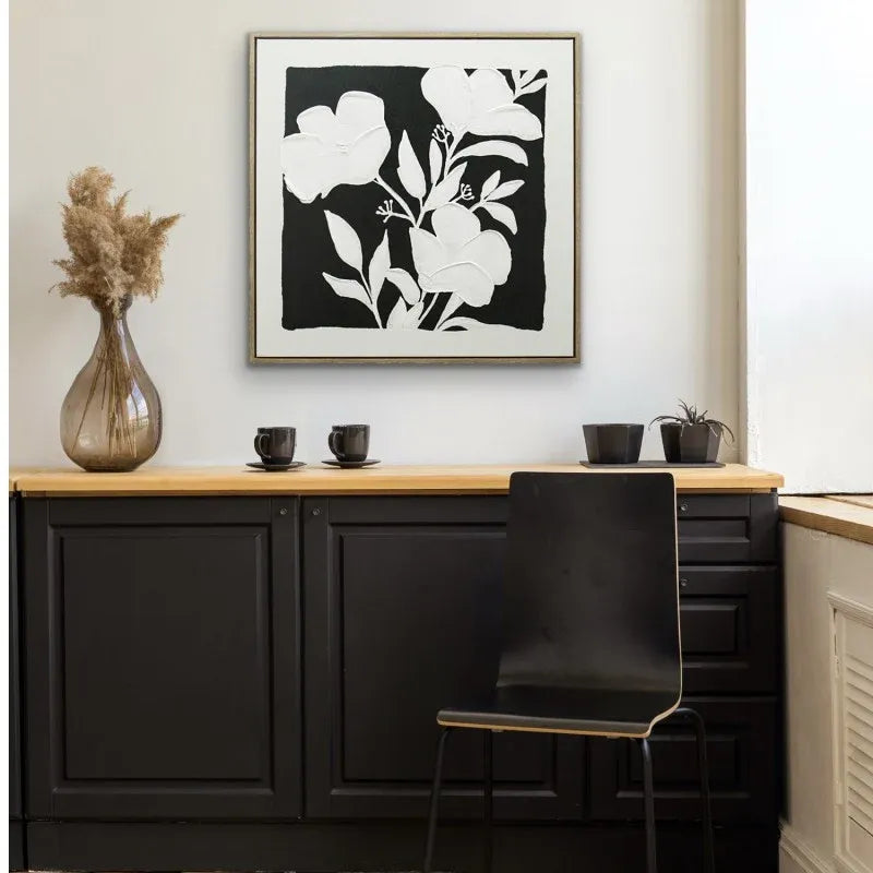 Bulk 4 Black & White Blooms A Framed Artwork 80cm