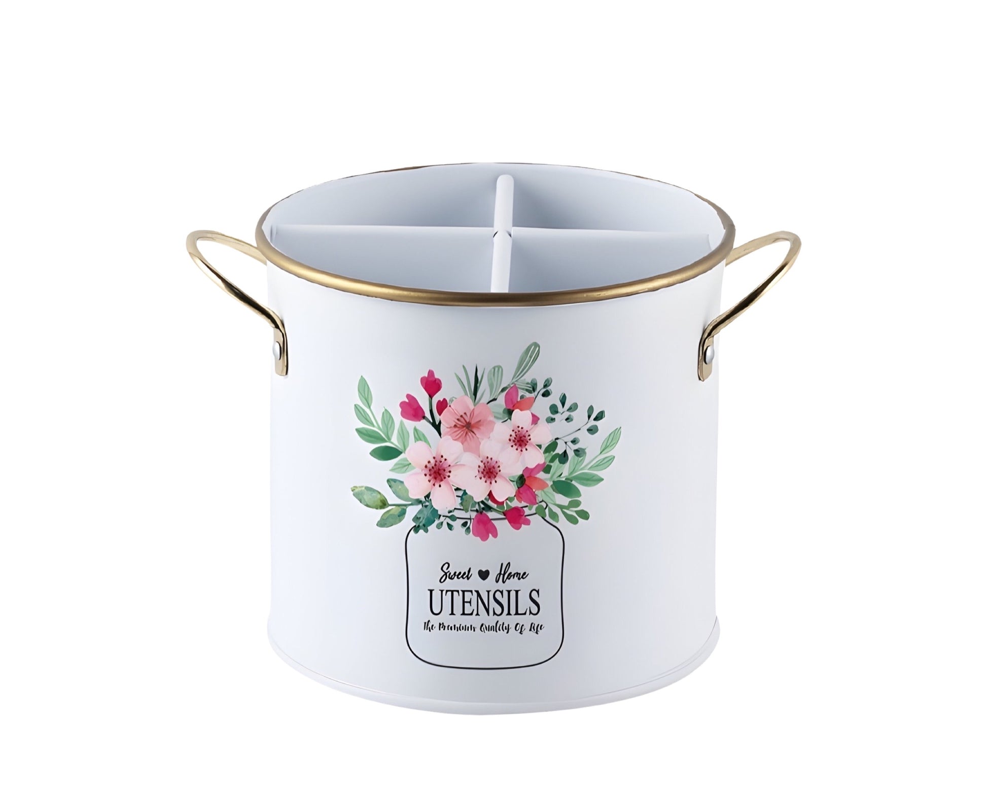 bulk 6 Meadow Bouquet Metal Utensil Holder 18x13cm